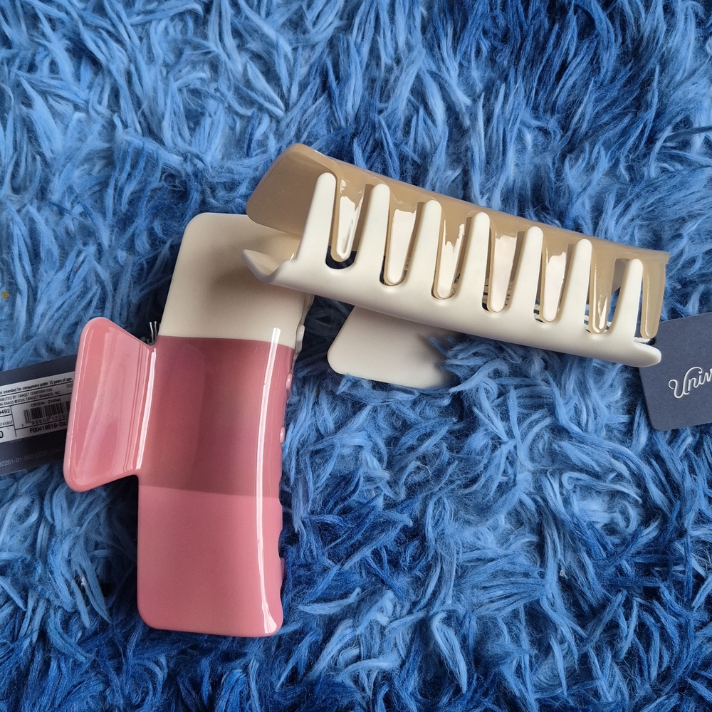 Pink and Cream Hair Claw Clips